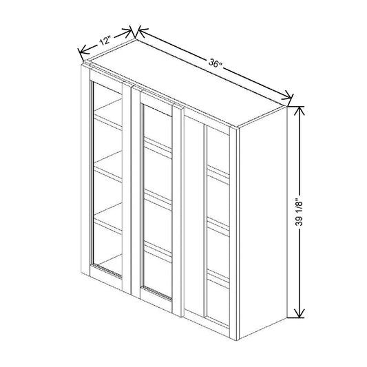 36" To 39" W X 39 1/8" H X 12" D Specialty Door Blind Wall Cabinet {S} Clear Glass