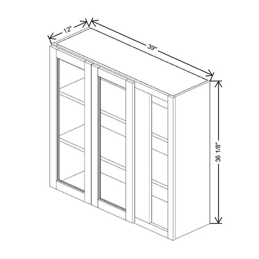 39" To 42" W X 36 1/8" H X 12" D Specialty Door Blind Wall Cabinet {F} Clear Glass