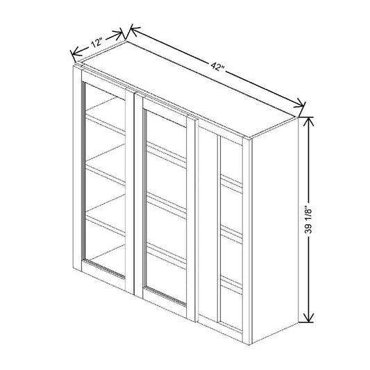 42" To 45" W X 39 1/8" H X 12" D Specialty Door Blind Wall Cabinet {F} Clear Glass