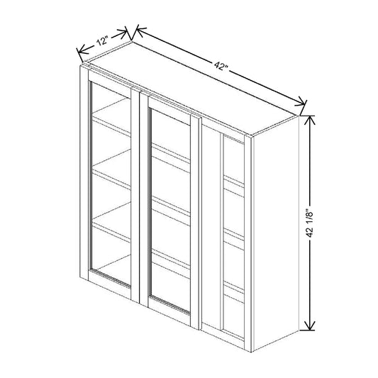 42" To 45" W X 42 1/8" H X 12" D Specialty Door Blind Wall Cabinet {F} Clear Glass