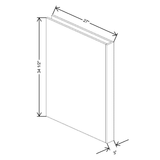 3" W X 34 1/2" H X 27" D Plain Base Column Filler