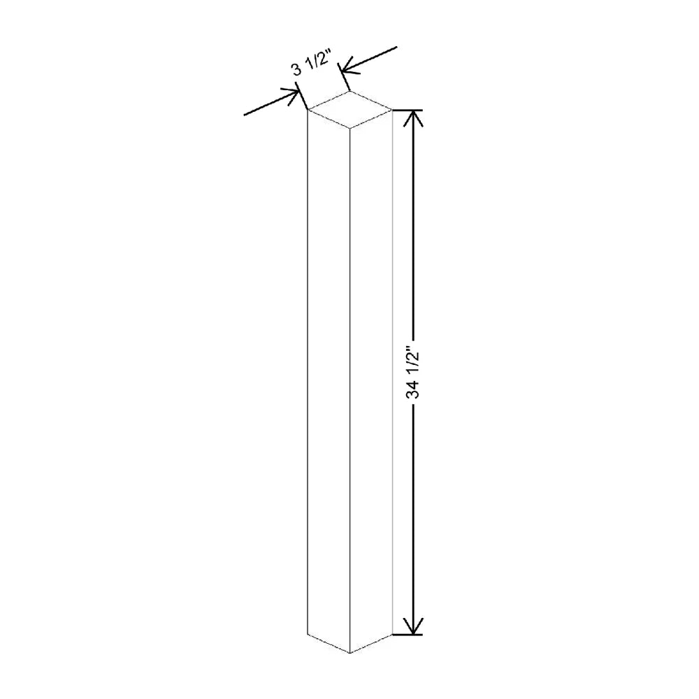 3 1/2" W X 34 1/2" H X 3 1/2" D Base Square Leg