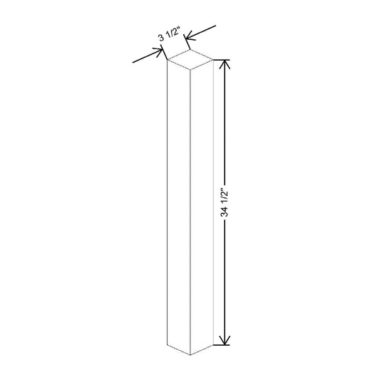 3 1/2" W X 34 1/2" H X 3 1/2" D Base Square Leg