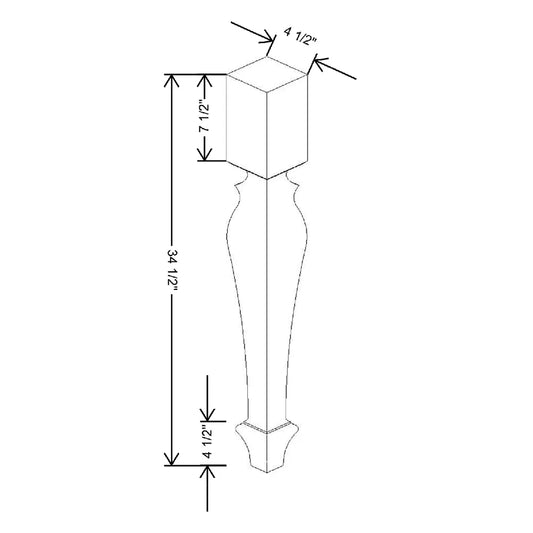 4 1/2" W X 34 1/2" H X 4 1/2" D Chantilly Decorative Leg