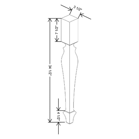 3 1/2" W X 34 1/2" H X 3 1/2" D Chantilly Decorative Leg