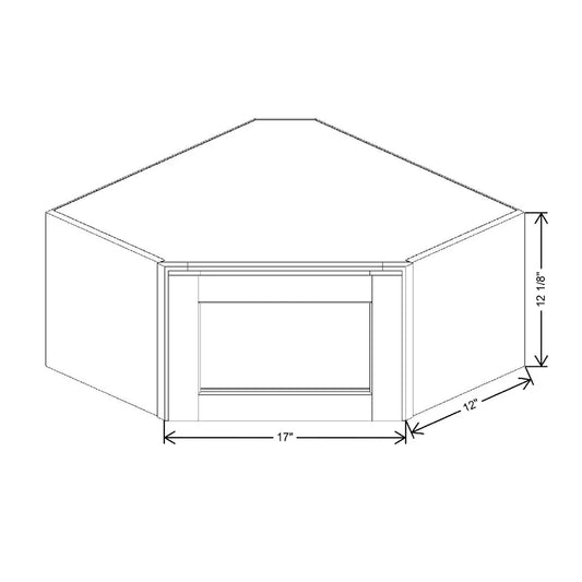 24" W X 12 1/8" H X 12" D Corner Specialty Door Wall Cabinet Clear Glass