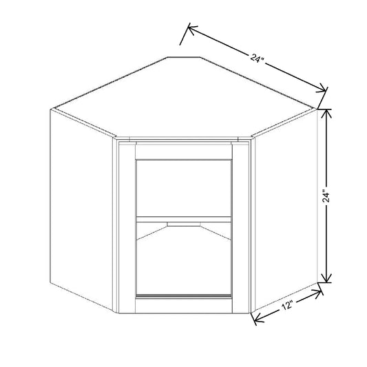 24" W X 24 1/2" H X 12" D Corner Specialty Door Wall Cabinet Clear Glass