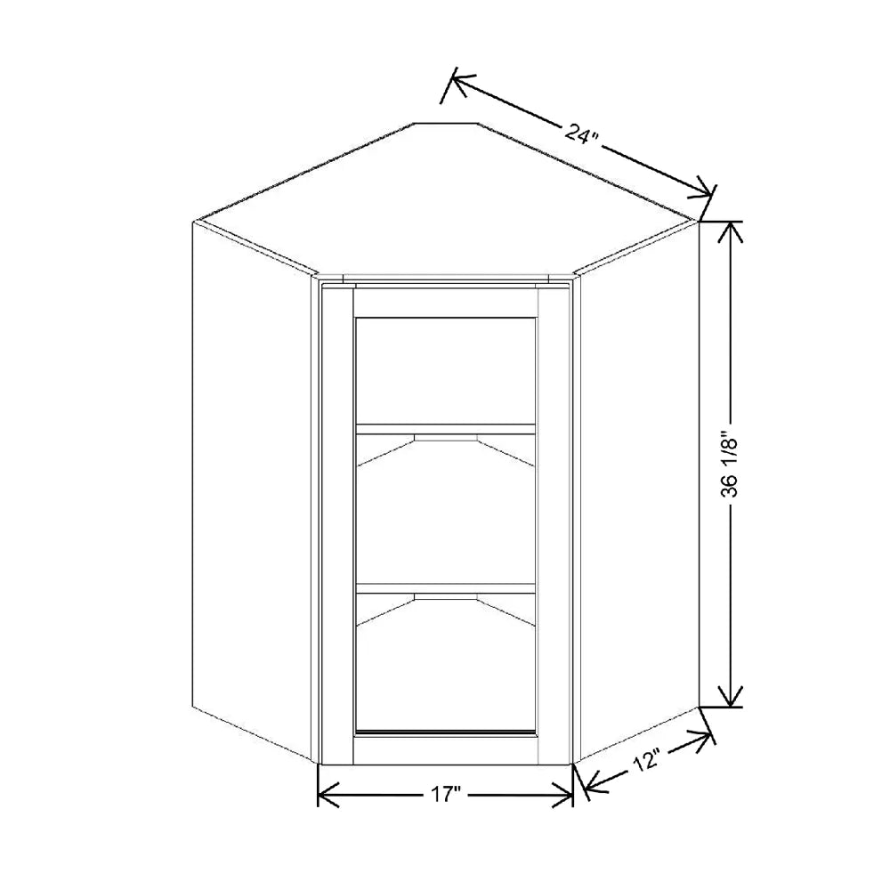 24" W X 36 1/8" H X 12" D Corner Specialty Door Wall Cabinet
