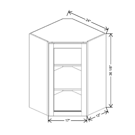 24" W X 36 1/8" H X 12" D Corner Specialty Door Wall Cabinet