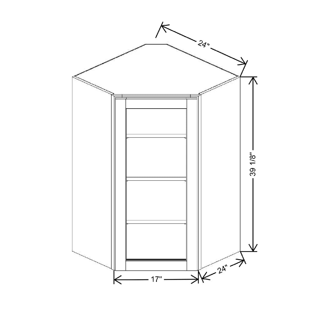 24" W X 39 1/8" H X 12" D Corner Specialty Door Wall Cabinet Clear Glass