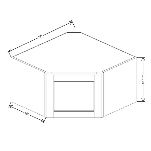 27" W X 15 1/8" H X 15" D Corner Wall Cabinet