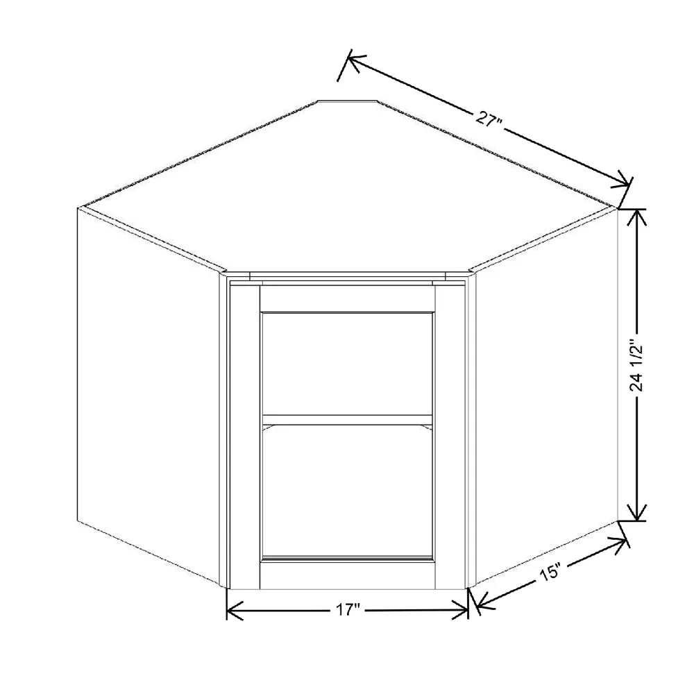 27" W X 24 1/2" H X 15" D Corner Specialty Door Wall Cabinet