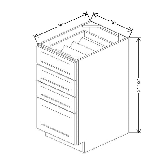 18" W 4 Drawer Base With F/I SDIAK