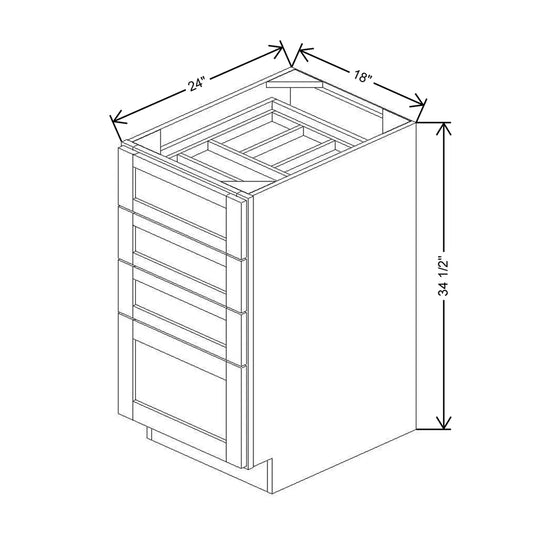 18" W 4 Drawer Base With F/I WTCDAK