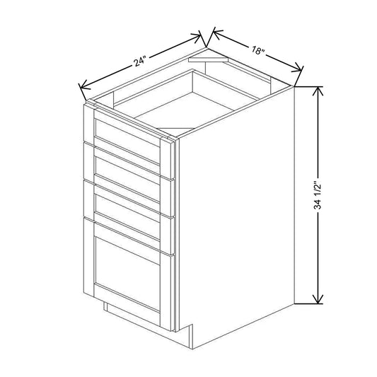 18" W 4 Drawer Base