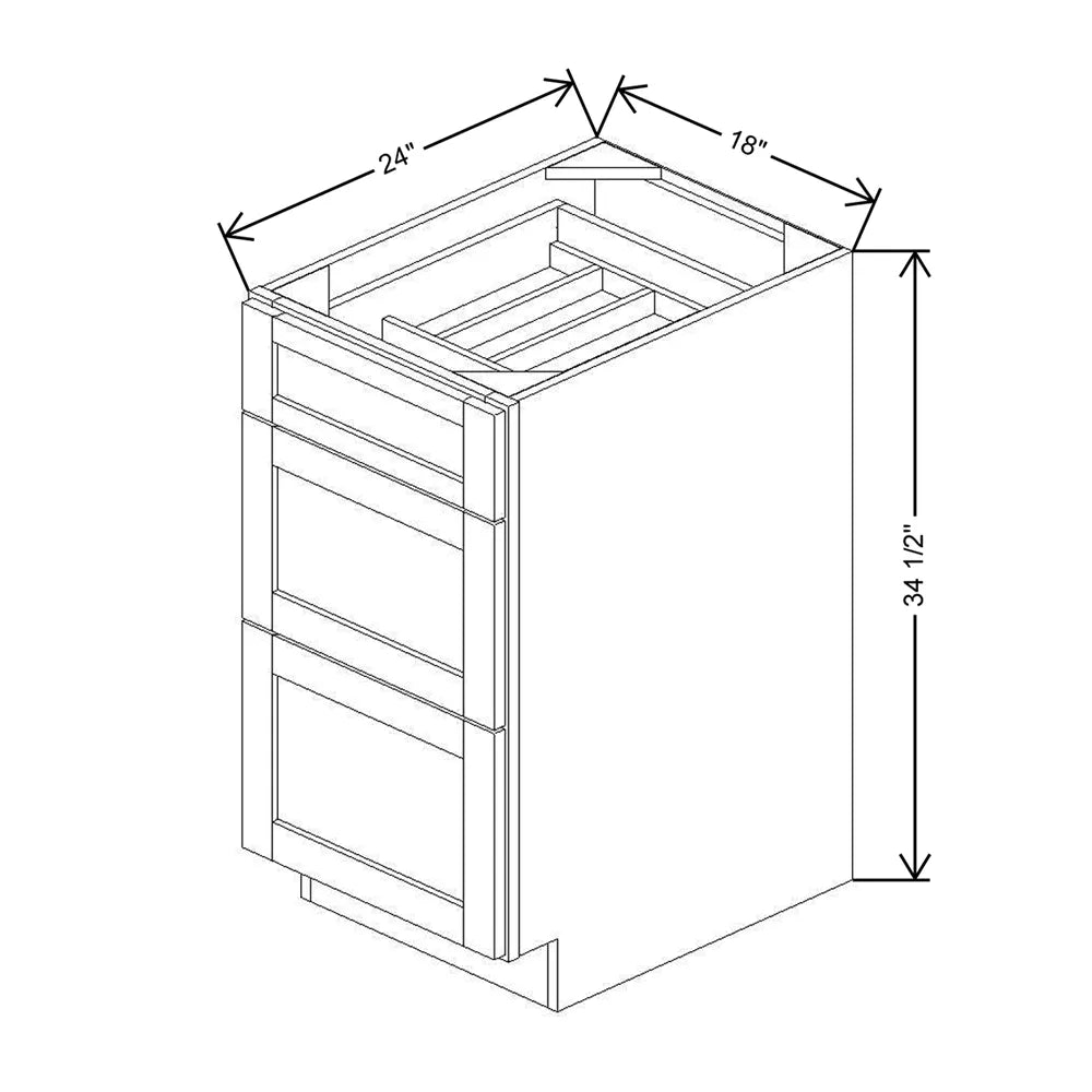 18" W 3 Drawer Base With F/I CDAK