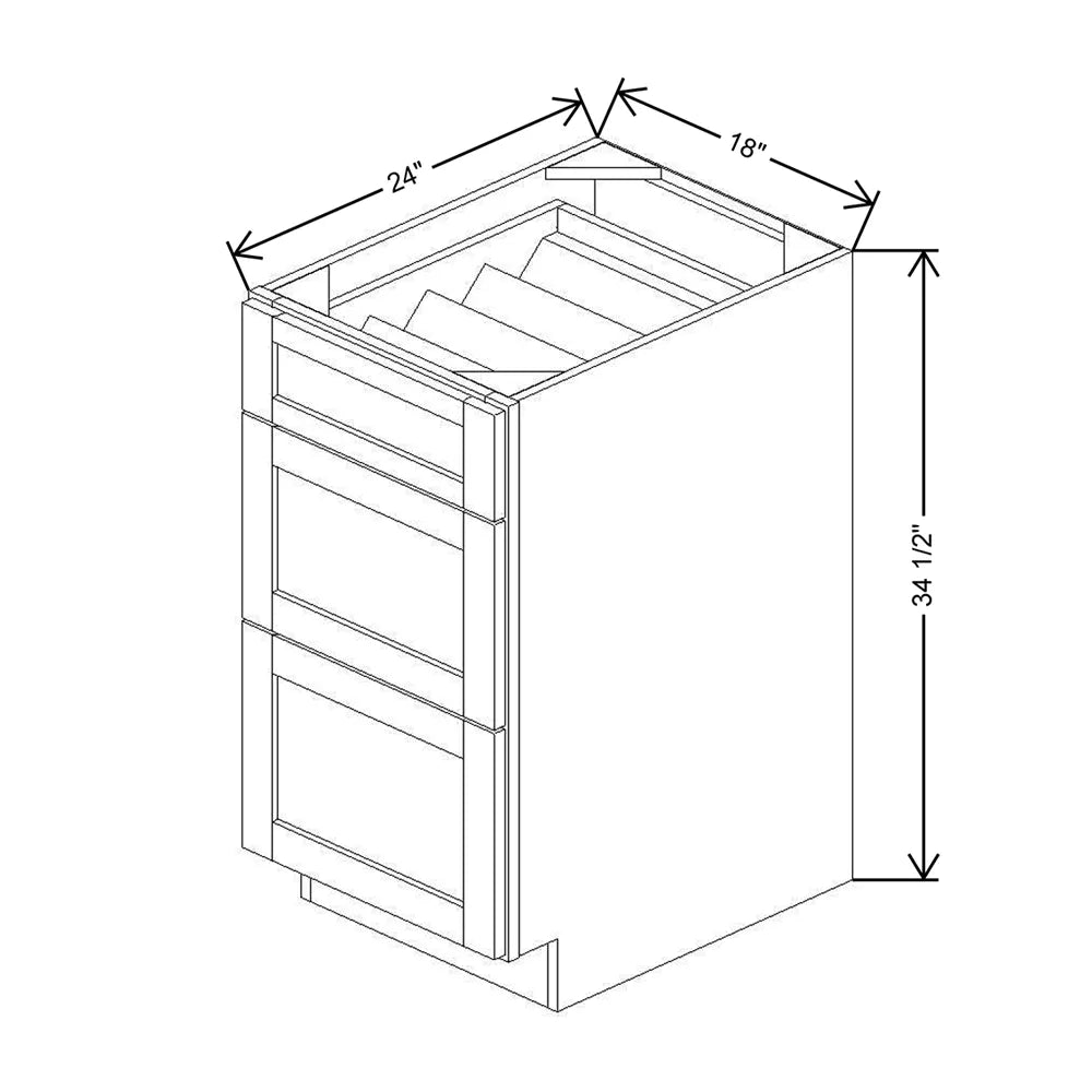 18" W 3 Drawer Base With F/I SDIAK