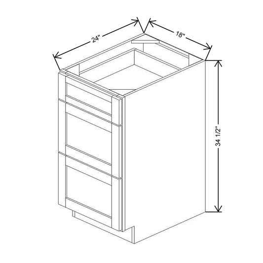 18" W 3 Drawer Base