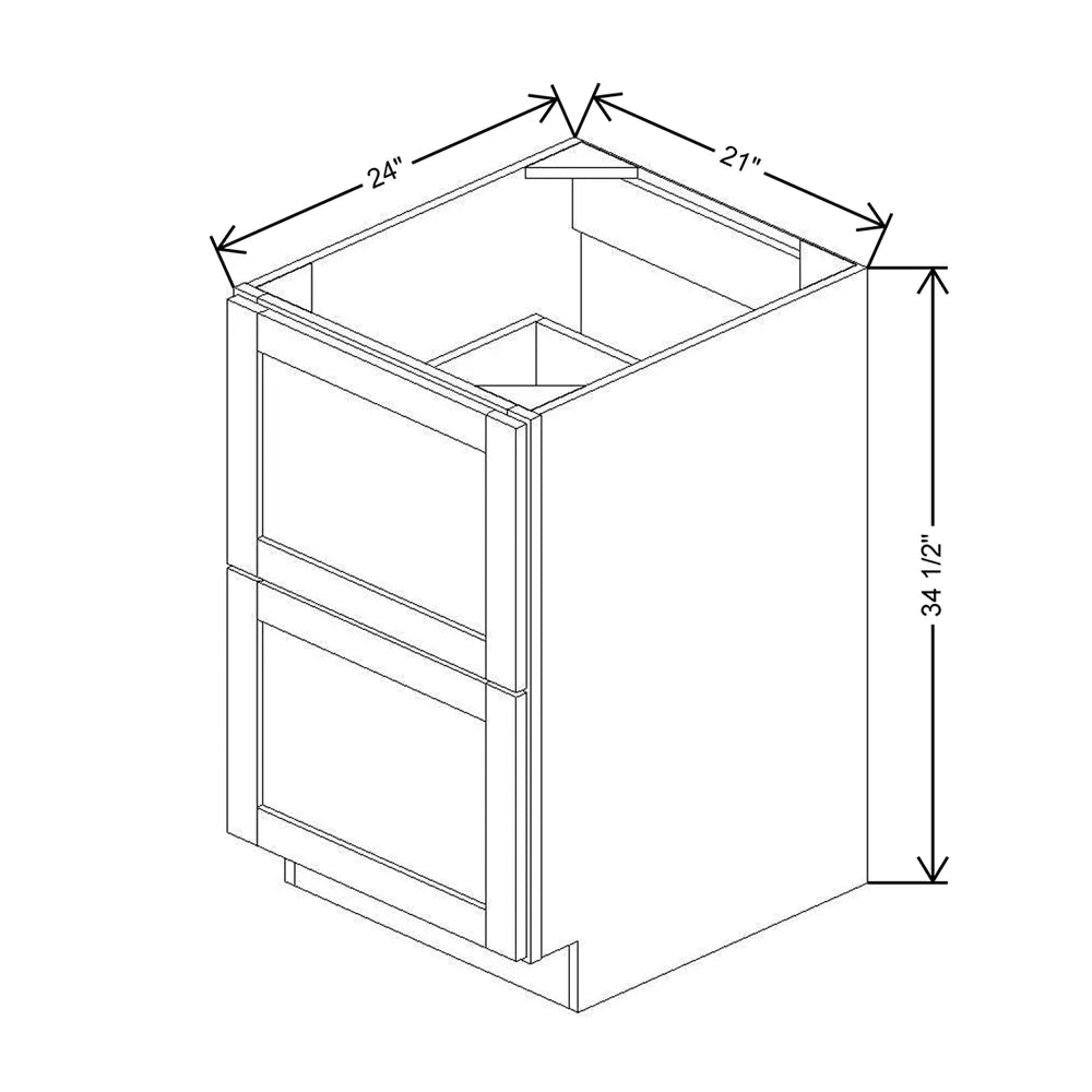 21" W 2 Drawer Base With Peg Dish Organizer DB21 2DWR PDO
