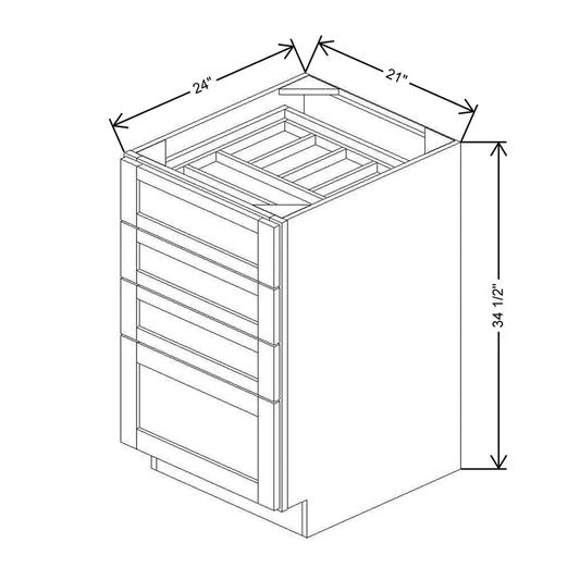 21" W 4 Drawer Base With F/I WTCDAK