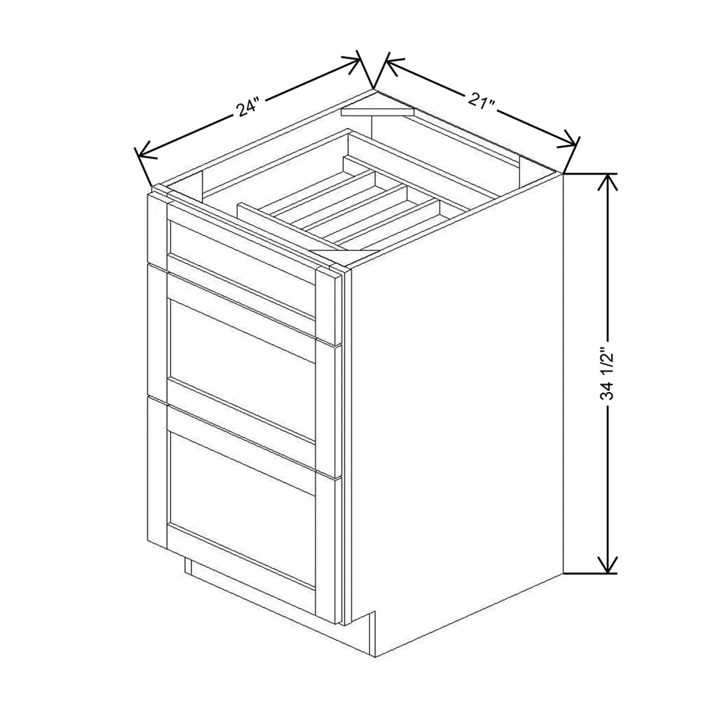 21" W 3 Drawer Base With F/I CDAK
