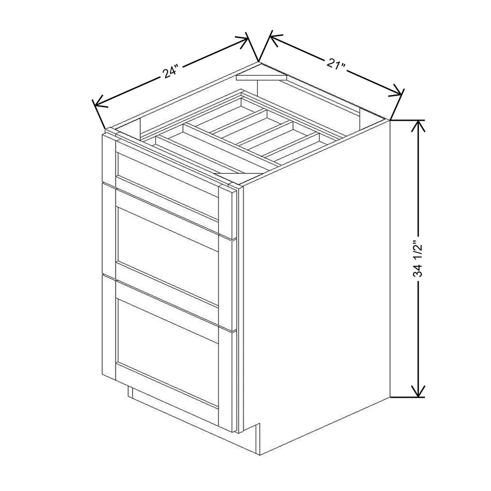 21" W 3 Drawer Base With F/I WTCDAK