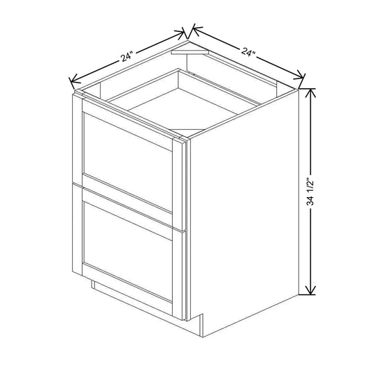 24" W 2 Drawer Base With Scalloped Full Width Tray DB24 2DWR SFWT
