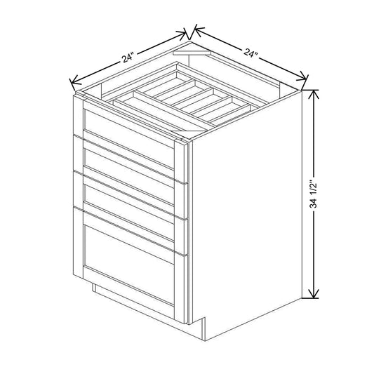 24" W 4 Drawer Base With F/I WTCDAK