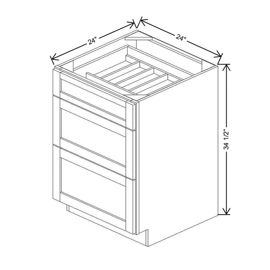 24" W 3 Drawer Base With F/I CDAK