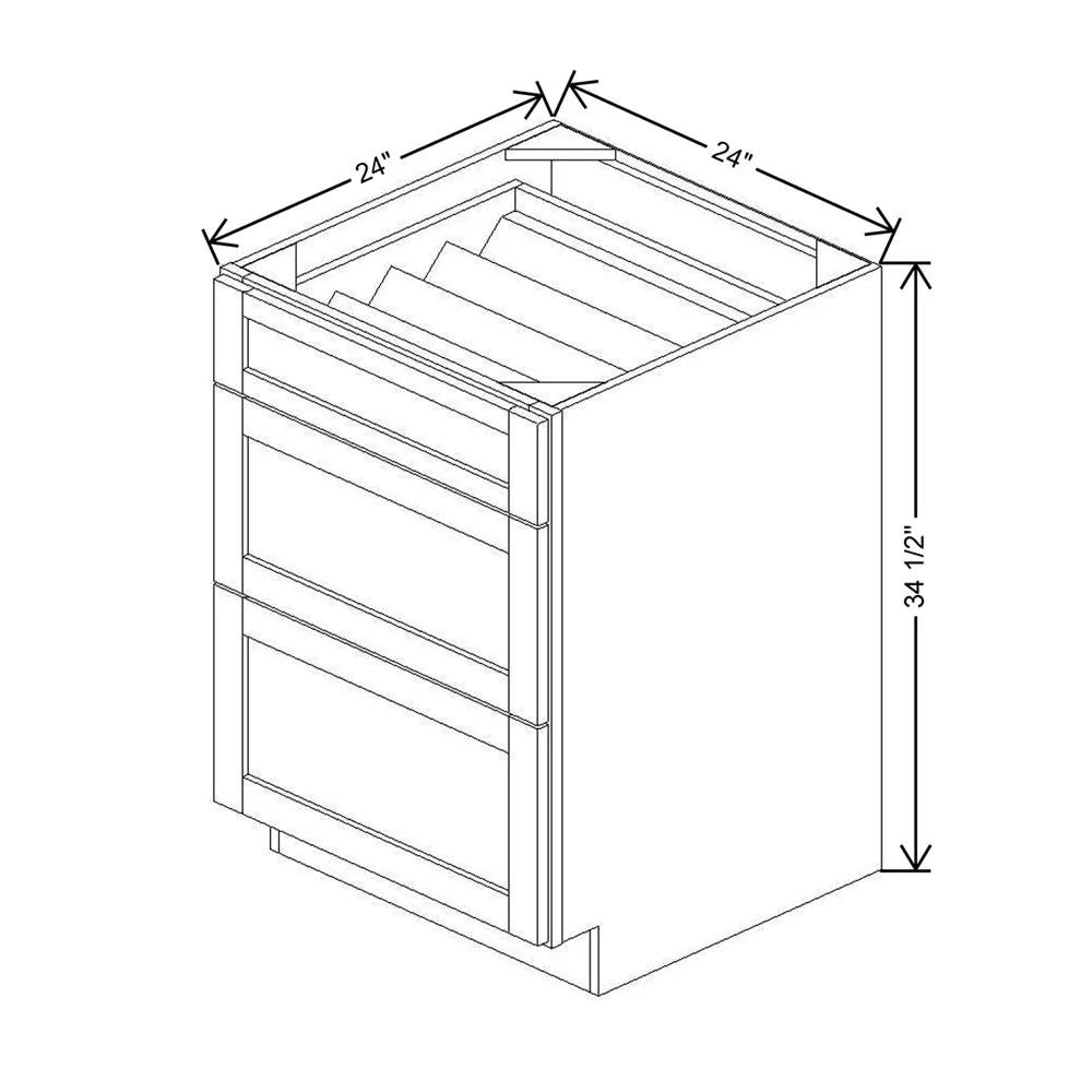 24" W 3 Drawer Base With F/I SDIAK