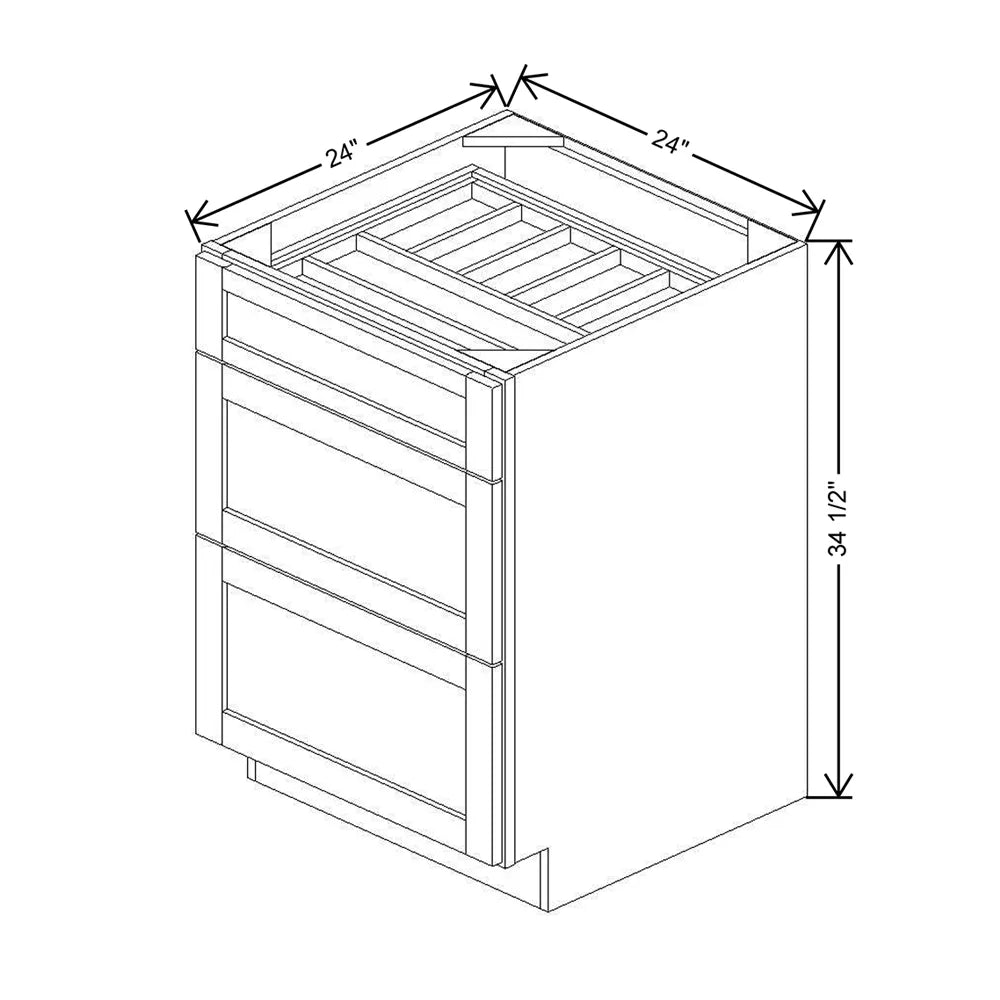 24" W 3 Drawer Base With F/I WTCDAK