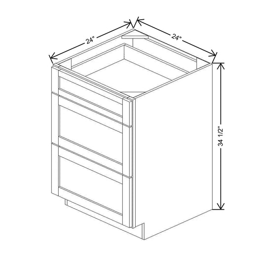 24" W 3 Drawer Base