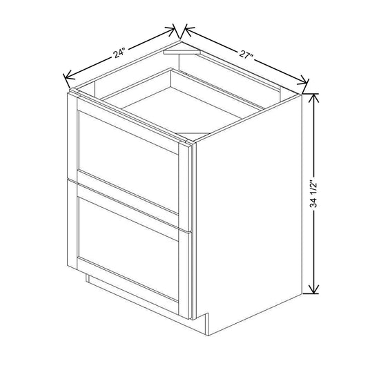 27" W 2 Drawer Base With SFWT & PDO DB27 2DWR SFWT PDO