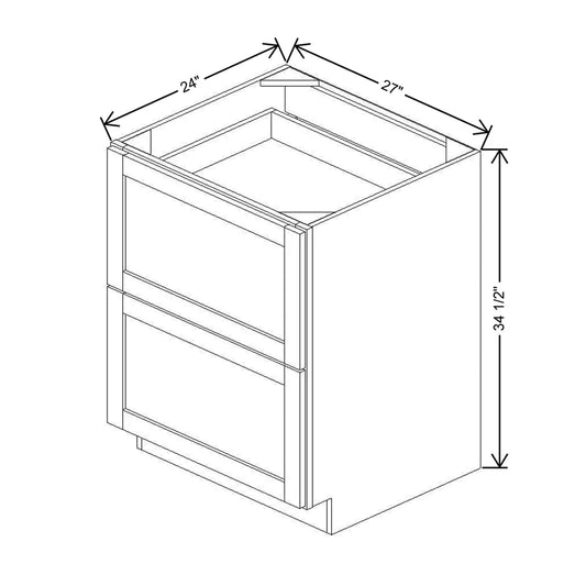 27" W 2 Drawer Base With Scalloped Full Width Tray DB27 2DWR SFWT