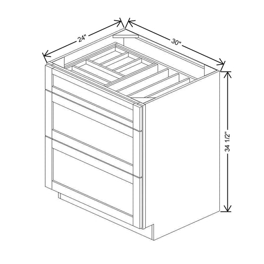 30" W 3 Drawer Base With F/I WTCDAK