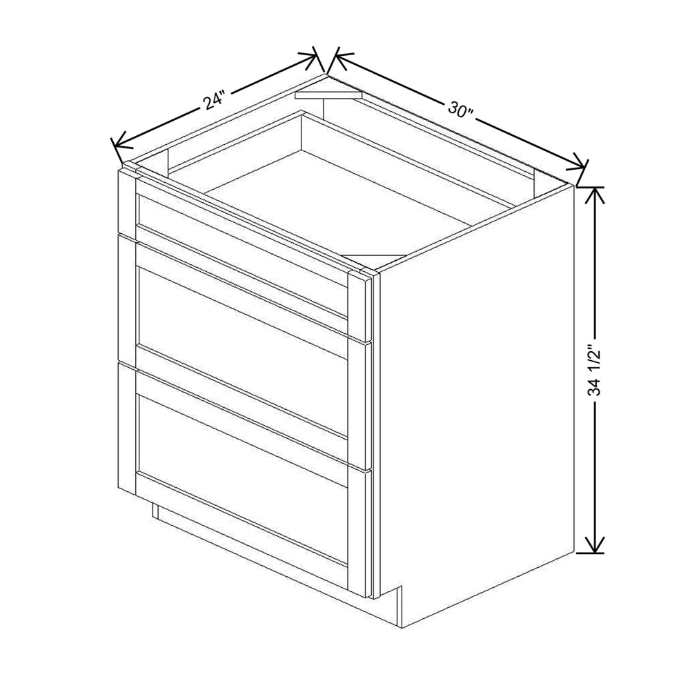 30" W 3 Drawer Base