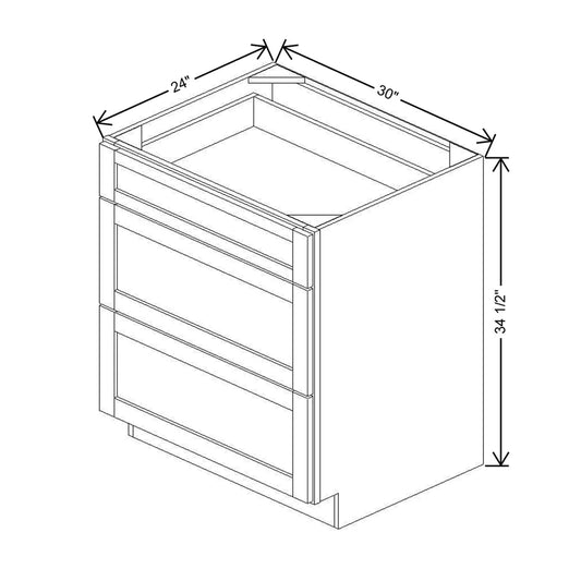 30" W 3 Drawer Base