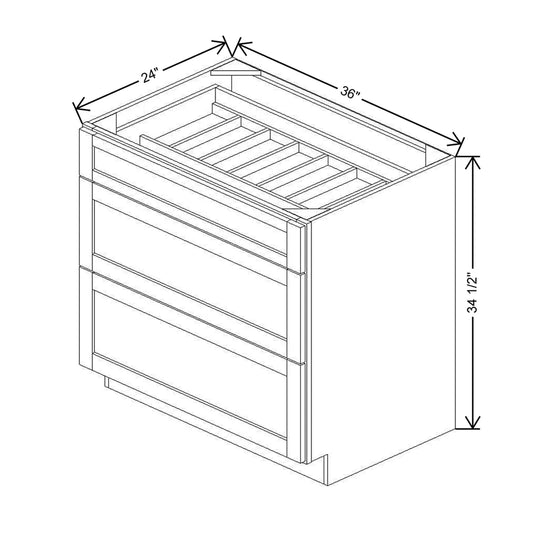 36" W 3 Drawer Base With F/I CDAK