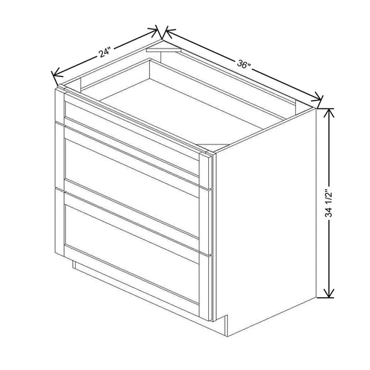 36" W 3 Drawer Base