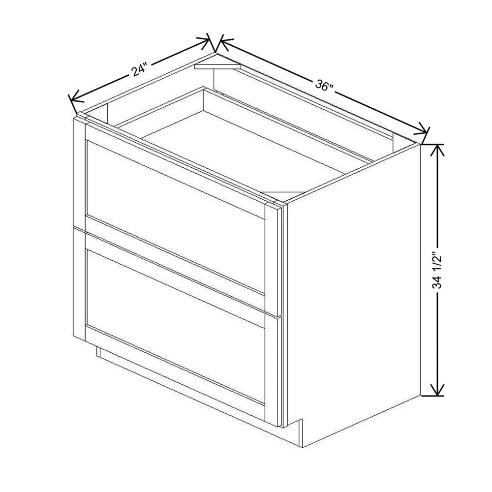 36" W 2 Drawer Base With SFWT & PDO DB36 2DWR SFWT PDO