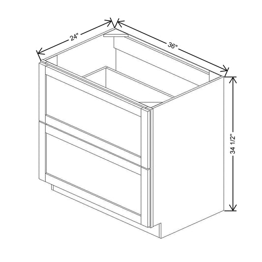 36" W 2 Drawer Base DB36 2DWR