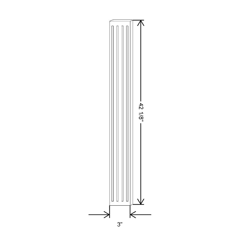 3" W X 42 1/8" H Wall Fluted Beaded Filler Extension