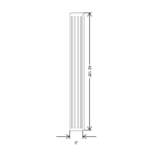 3" W X 42 1/8" H Wall Fluted Beaded Filler Extension
