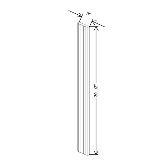 3" W X 30 1/2" H X 3/4" D Fluted Beaded Filler