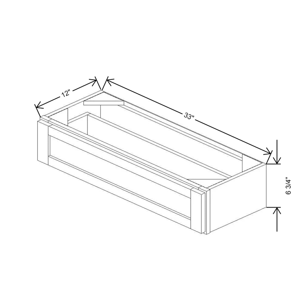 33" W X 6" H X 12" D Furniture Drawer