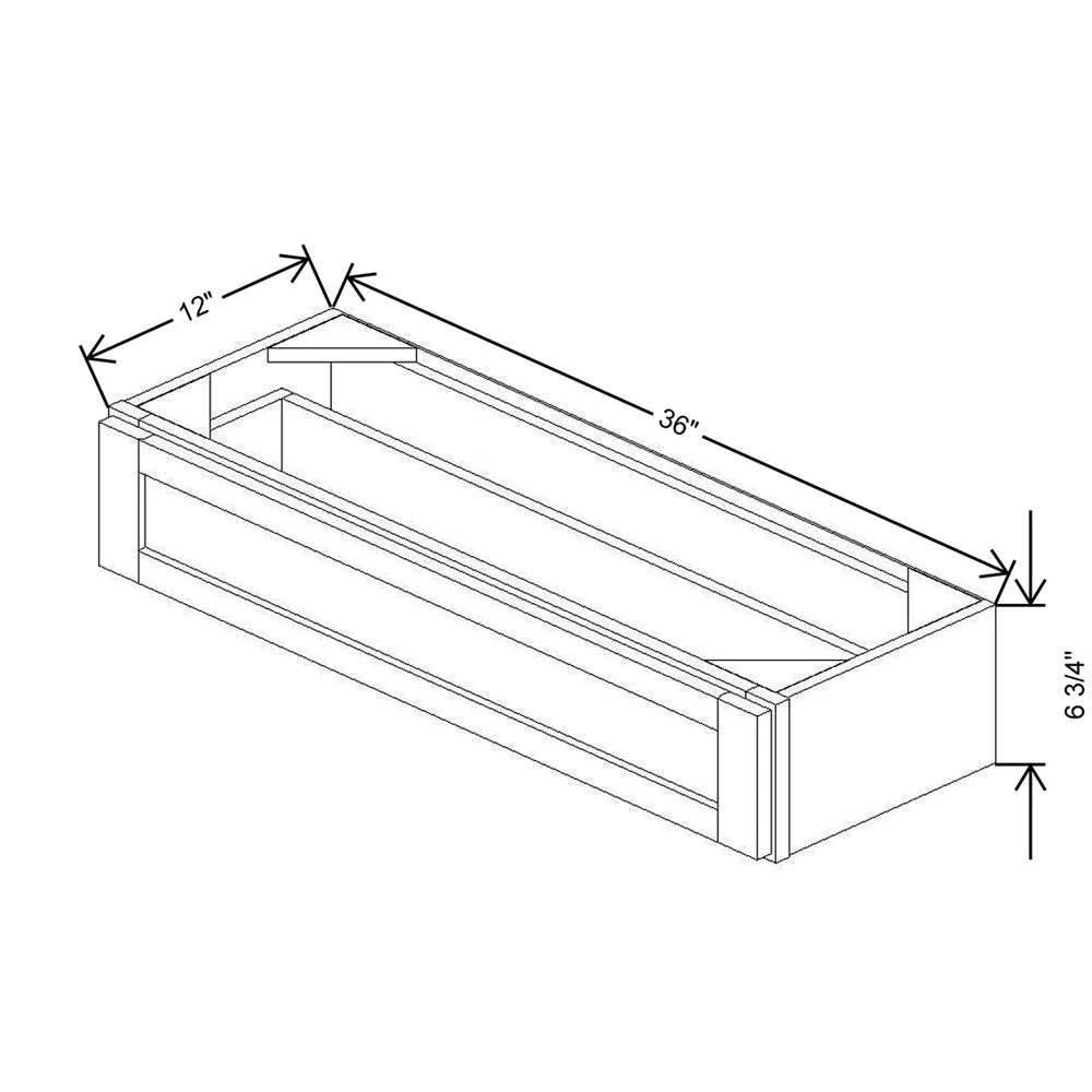 36" W X 6" H X 12" D Furniture Drawer