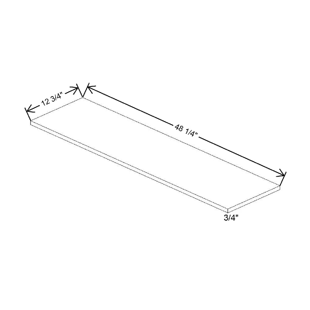 48 1/4" W X 3/4" H X 12 3/4" D Finished Shelf