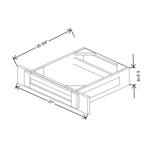 27" W X 5 3/16" H X 20 3/4" D Kneehole Drawer
