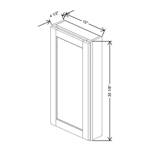 15" W X 30 1/8" H X 4 1/2" D Medicine Cabinet With Mirror