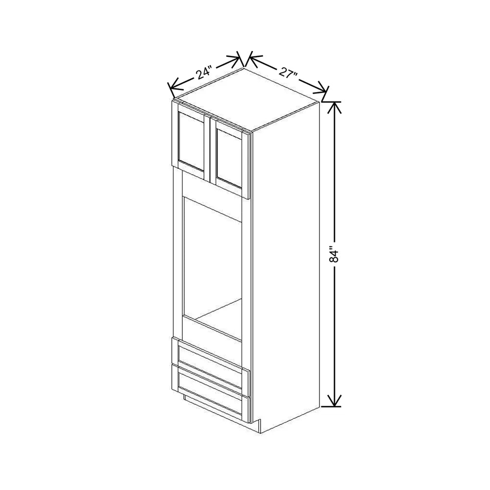 27" W X 84" H X 24" D Double Oven Cabinet - 2 BUTT Doors & 2 Drawers